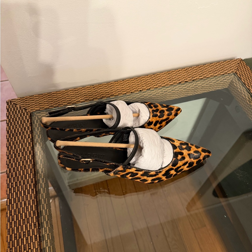 J Crew Robin Leopard Print Slingback kitten Heels in printed calf hair - Picture 4 of 5